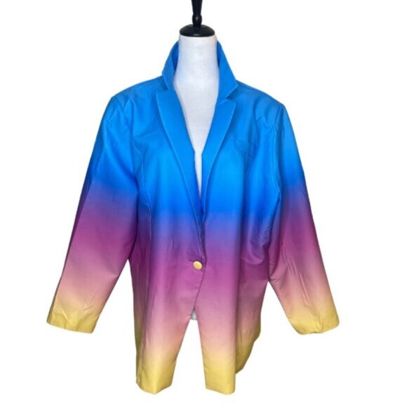 Women's Multicolor Cropped Blazer Fairy Button up Preppy Plus Size 4X - Picture 1 of 7